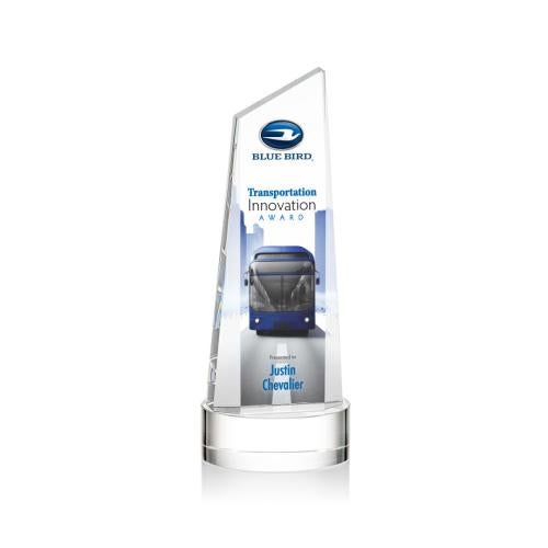 Awards and Plaques - Crystal Trophies - Bishop Tower Full Color on Lockwood Clear Peaks Crystal Trophy