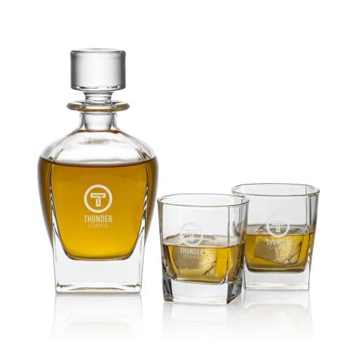 Custom Barware Glasses - Decanters - Sterling Decanter Set