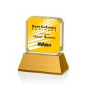 Walls Full Color on Base Amber Square / Cube Crystal Trophy