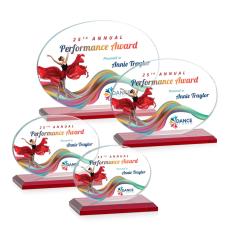 Woods (Horiz) Full Color Red Circle Crystal Trophy - Crystal Trophies