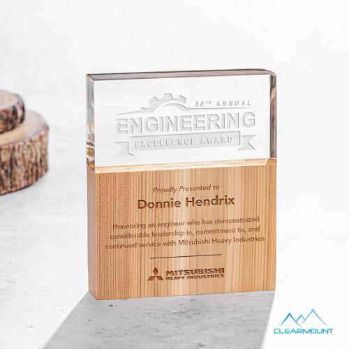 Awards and Plaques - Acrylic Trophies - Arbuste Rectangle Wood Trophy