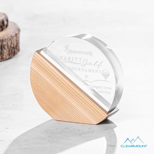 Awards and Plaques - Acrylic Trophies - Soleil Circle Wood Trophy