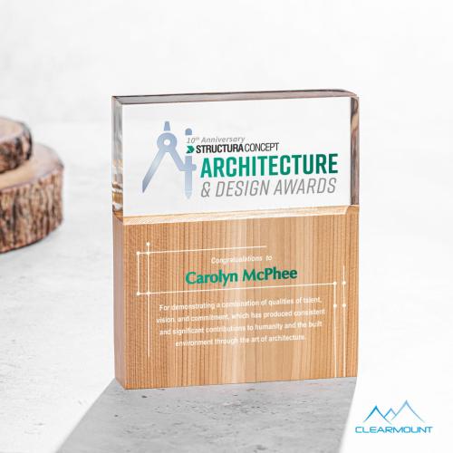 Awards and Plaques - Acrylic Trophies - Arbuste Full Color Rectangle Wood Trophy