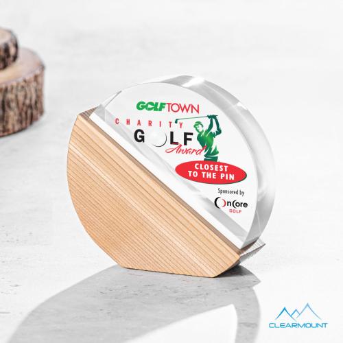 Awards and Plaques - Acrylic Trophies - Soleil Full Color Circle Wood Trophy