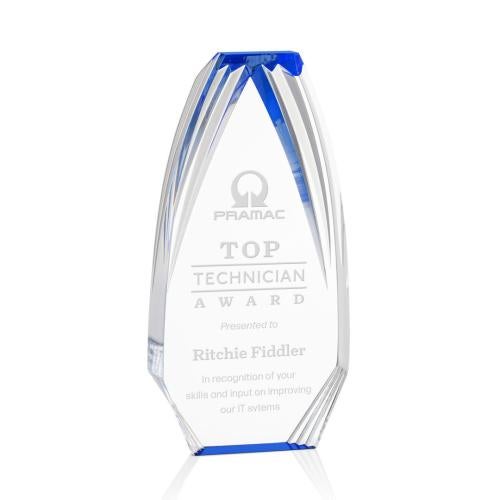 Awards and Plaques - Acrylic Trophies - Lantana Blue Polygon Acrylic Trophy