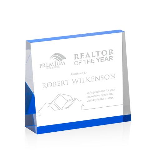 Awards and Plaques - Acrylic Trophies - Hurtado Blue (Horiz) Rectangle Acrylic Trophy