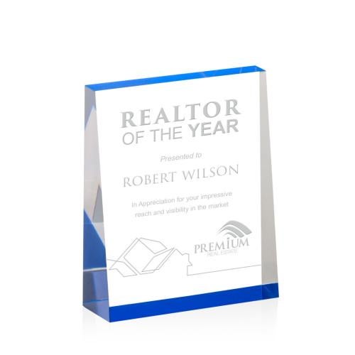 Awards and Plaques - Acrylic Trophies - Hurtado Rectangle -Blue (Vert) Acrylic Trophy