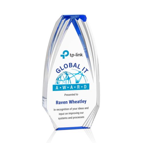 Awards and Plaques - Acrylic Trophies - Lantana Full Color Blue Polygon Acrylic Trophy
