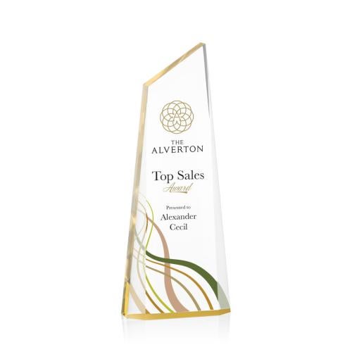 Awards and Plaques - Acrylic Trophies - Delaney Full Color Gold Peaks Acrylic Trophy