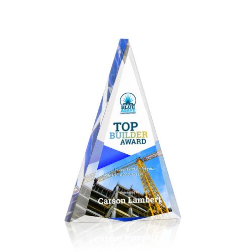 Awards and Plaques - Acrylic Trophies - McWilliams Full Color Blue Pyramid Acrylic Trophy