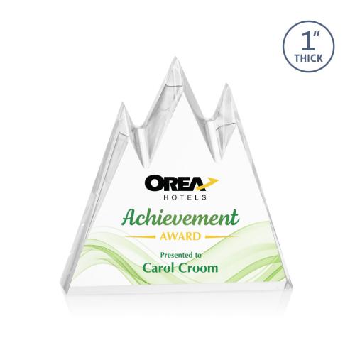 Awards and Plaques - Acrylic Trophies - Garza Peak Full Color Clear Peaks Acrylic Trophy