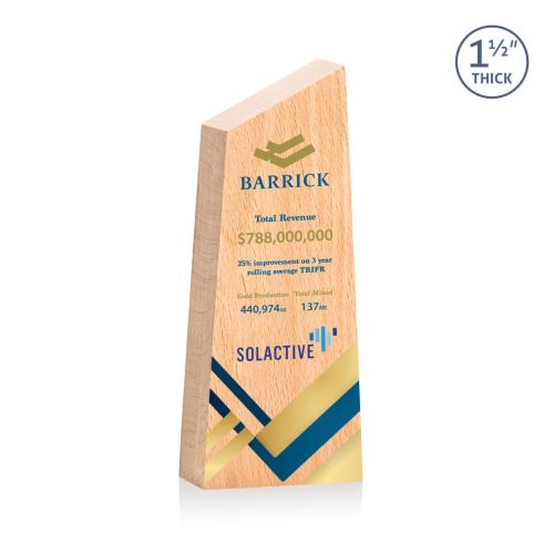 Awards and Plaques - Eco-Friendly Trophies - Nottinghill Full Color Peaks Wood Trophy