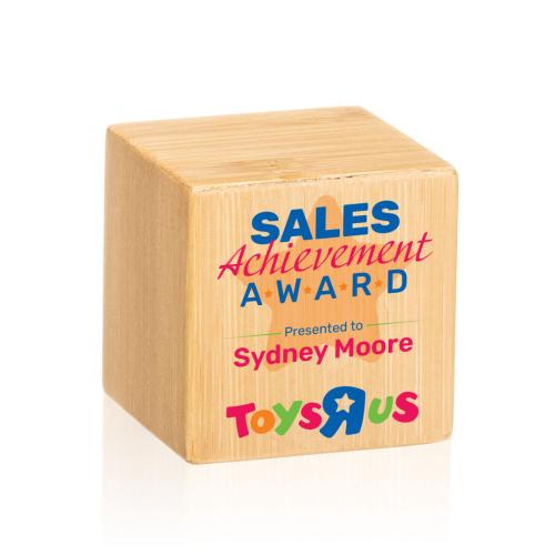 Awards and Plaques - Eco-Friendly Trophies - Kenilworth Full Color Cube Square / Cube Wood Trophy