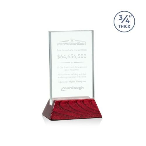 Awards and Plaques - Glass Trophies - Paris Jade/Rosewood (Vert) Rectangle Glass Trophy