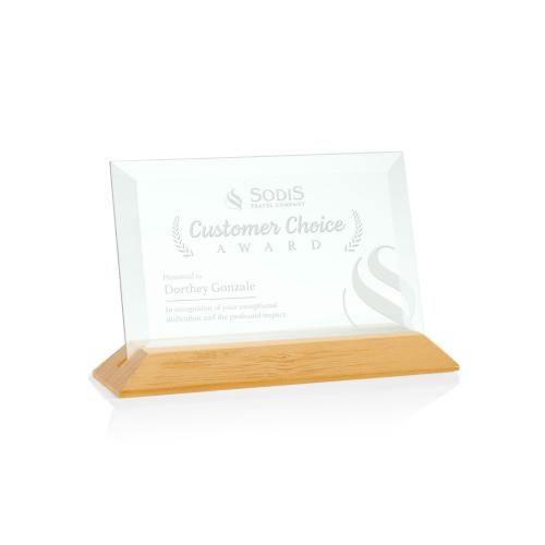 Awards and Plaques - Glass Trophies - Salgado Jade/Bamboo (Horiz) Rectangle Glass Trophy