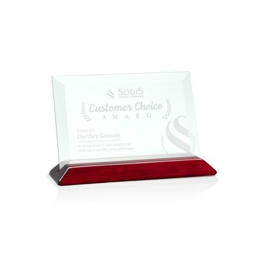 Awards and Plaques - Glass Trophies - Salgado Jade/Rosewood (Horiz) Rectangle Glass Trophy