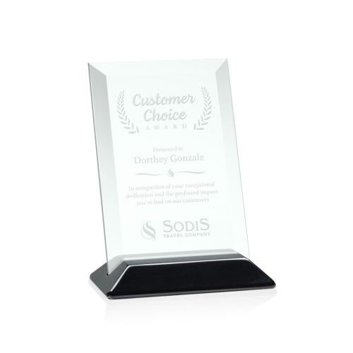 Awards and Plaques - Glass Trophies - Salgado Jade/Black (Vert) Rectangle Glass Trophy