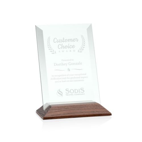 Awards and Plaques - Glass Trophies - Salgado Jade/Walnut (Vert) Rectangle Glass Trophy