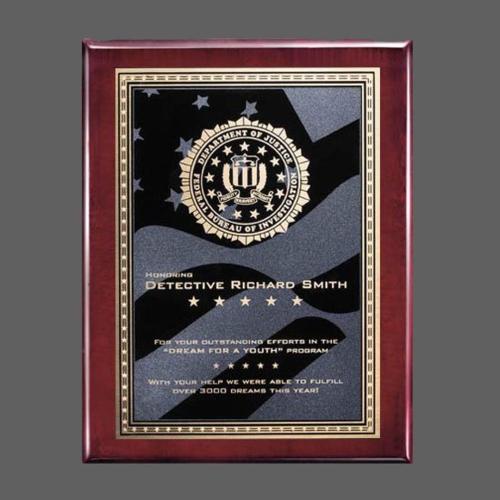 Awards and Plaques - Wall Plaque Awards - Oakleigh/Stars & Stripes Plaque - Rosewood
