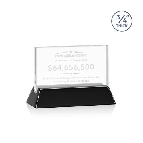 Awards and Plaques - Crystal Trophies - Paris Starfire/Black (Horiz) Rectangle Crystal Trophy