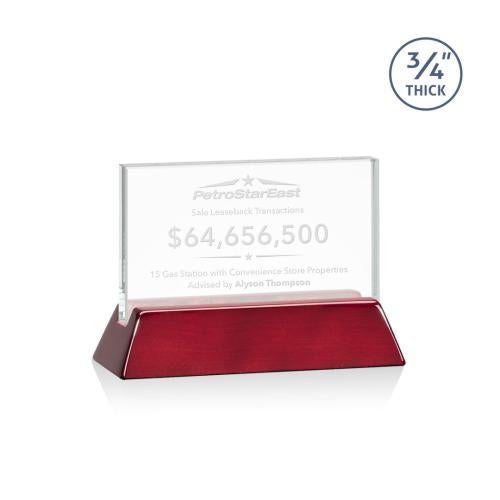 Awards and Plaques - Crystal Trophies - Paris Starfire/Rosewood (Horiz) Rectangle Crystal Trophy