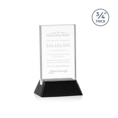 Awards and Plaques - Crystal Trophies - Paris Starfire/Black (Vert) Rectangle Crystal Trophy