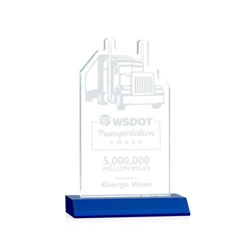 Awards and Plaques - Crystal Trophies - Longhaul Blue Unique Crystal Trophy