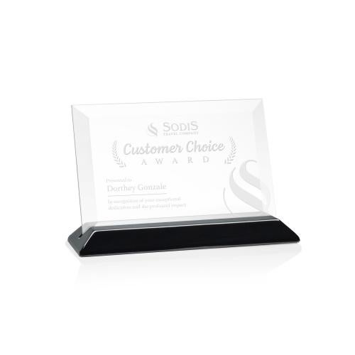 Awards and Plaques - Crystal Trophies - Salgado Starfire/Black (Horiz) Rectangle Crystal Trophy