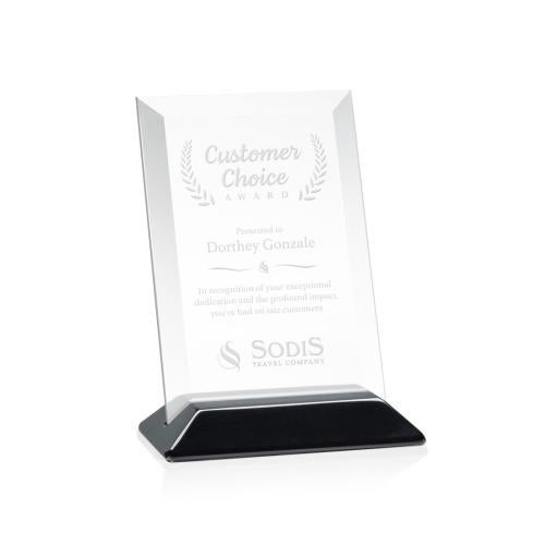 Awards and Plaques - Crystal Trophies - Salgado Starfire/Black (Vert) Rectangle Crystal Trophy