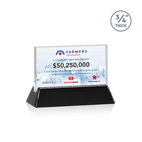 Awards and Plaques - Custom Trophies - Paris Full Color Starfire/Black (Horiz) Rectangle Crystal Trophy