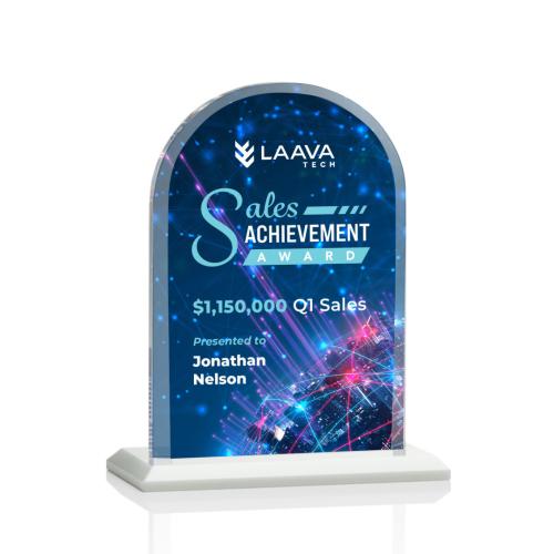 Awards and Plaques - Crystal Trophies - Walters Full Color Fagan Peaks Crystal Trophy
