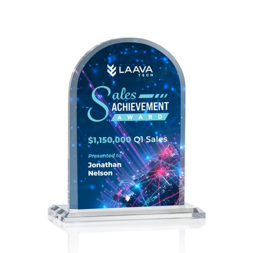 Awards and Plaques - Crystal Trophies - Walters Full Color Clear Peaks Crystal Trophy