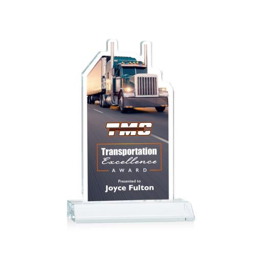 Awards and Plaques - Crystal Trophies - Longhaul Full Color Clear Unique Crystal Trophy
