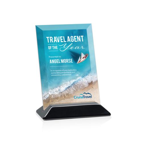 Awards and Plaques - Crystal Trophies - Salgado Full Color Starfire/Black (Vert) Rectangle Crystal Trophy