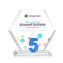 Riviera Anniversary Full Color No 5 Blue Polygon Crystal Trophy