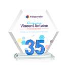Riviera Anniversary Full Color No 35 Blue Polygon Crystal Trophy