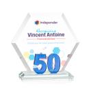 Riviera Anniversary Full Color No 50 Blue Polygon Crystal Trophy