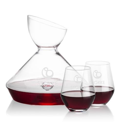 Custom Barware Glasses - Carafes - Woodbury Carafe & Stahl Stemless Wine