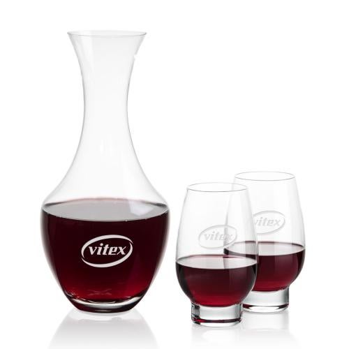 Custom Barware Glasses - Carafes - Burrell Carafe & Hayden Stemless Wine