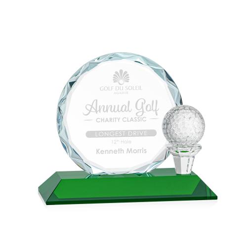 Awards and Plaques - Crystal Trophies - Serna Green Circle Crystal Trophy