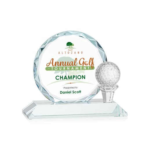 Awards and Plaques - Crystal Trophies - Serna Full Color Clear Circle Crystal Trophy