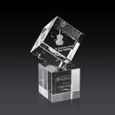 Klein 3D Square / Cube on Square Base Crystal Trophy