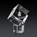 Klein 3D on Round Base Clear Square / Cube Crystal Trophy