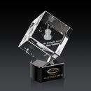 Klein 3D on Half Round Base Black Square / Cube Crystal Trophy