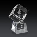 Klein 3D on Small Base Clear Square / Cube Crystal Trophy