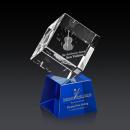Klein 3D on Small Base Blue Square / Cube Crystal Trophy