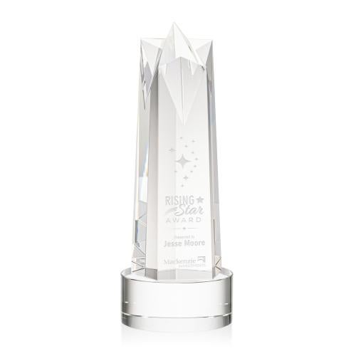 Awards and Plaques - Crystal Trophies - Hurst Star on Round Base - Clear