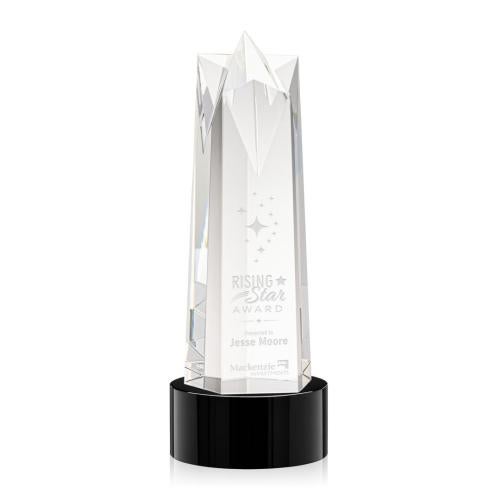 Awards and Plaques - Crystal Trophies - Hurst Star on Round Base - Black
