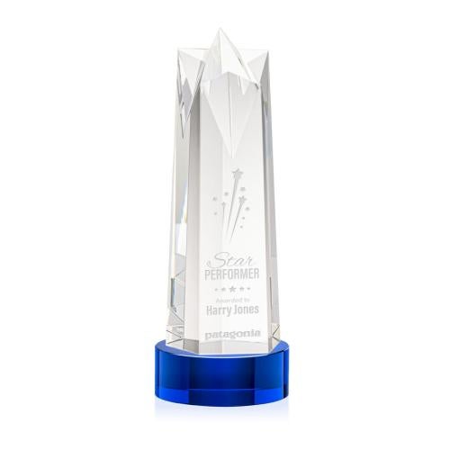 Awards and Plaques - Crystal Trophies - Hurst Star on Lockwood Base - Blue