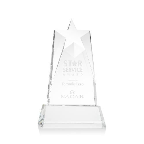 Awards and Plaques - Crystal Trophies - Hutchins Star on Base - Clear
